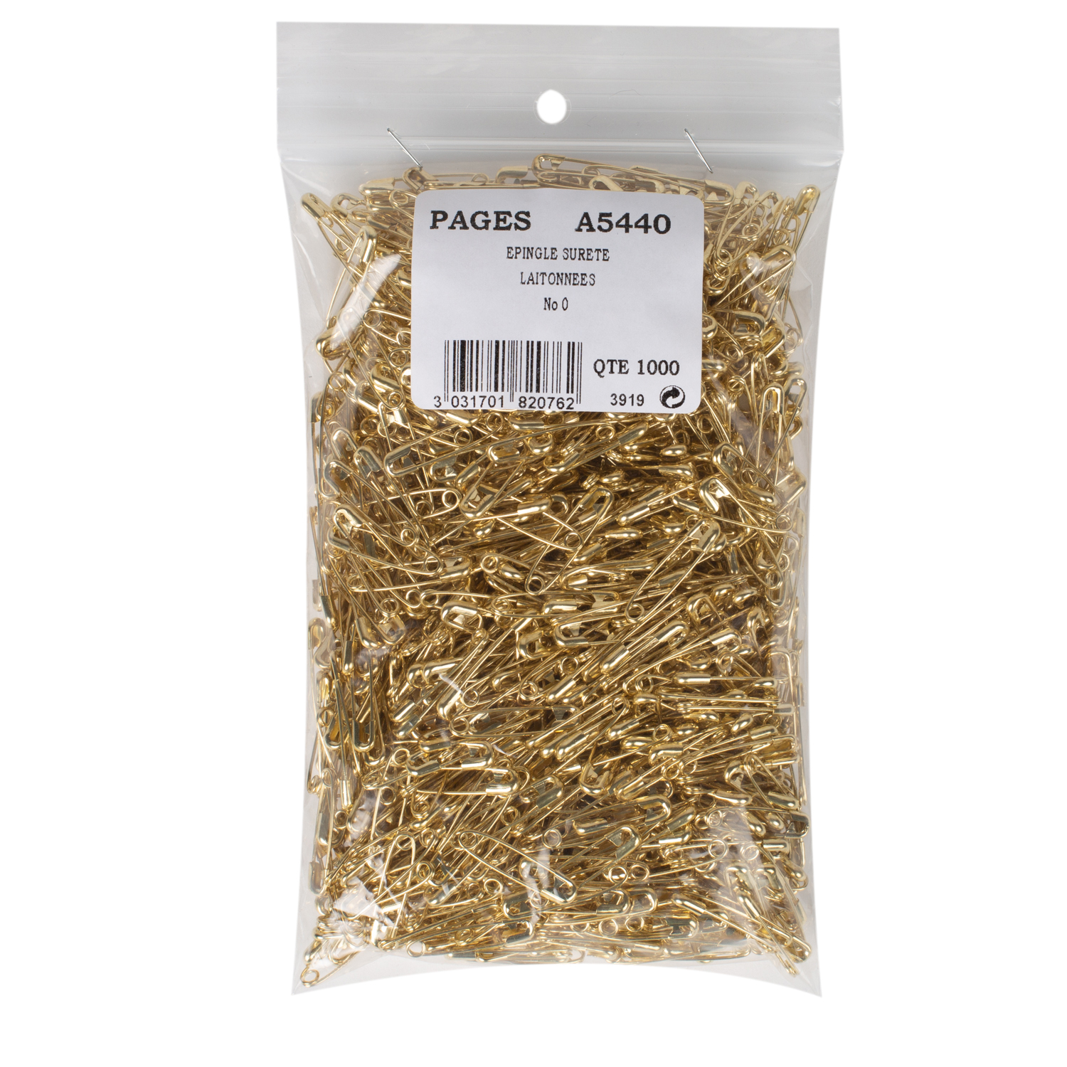 Safety pins - coiled spring yellow brass S2