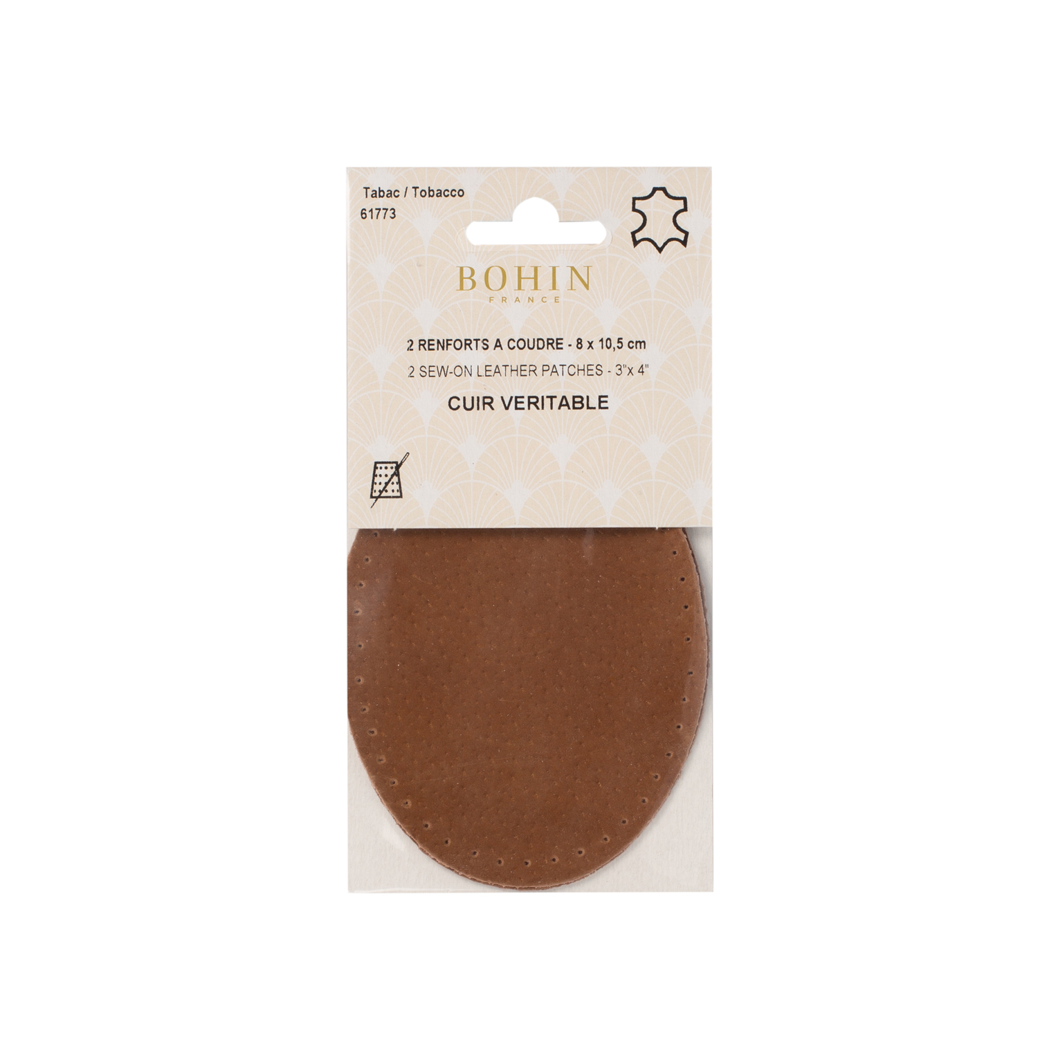 Sew-on oval leather repair patches