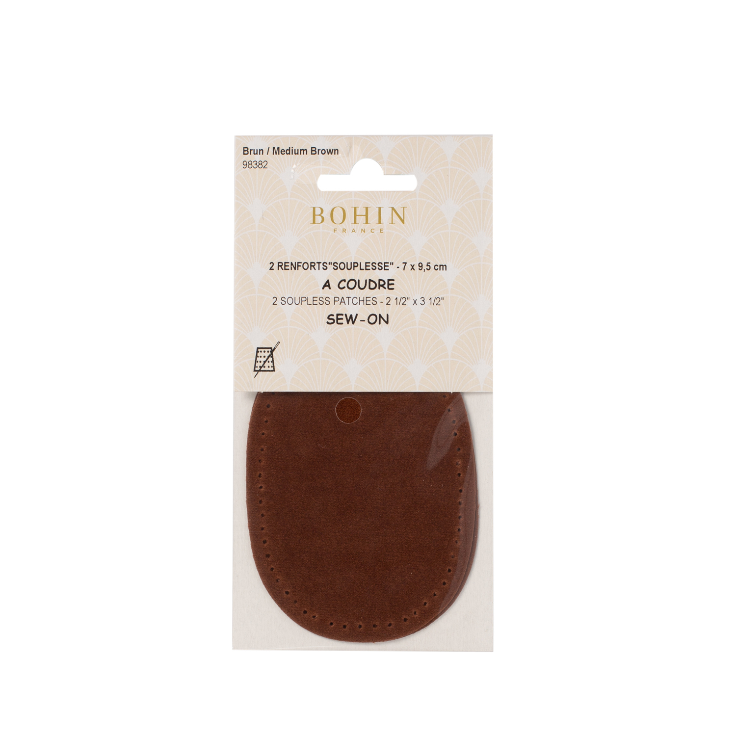 Sew-on suede oval repair patches