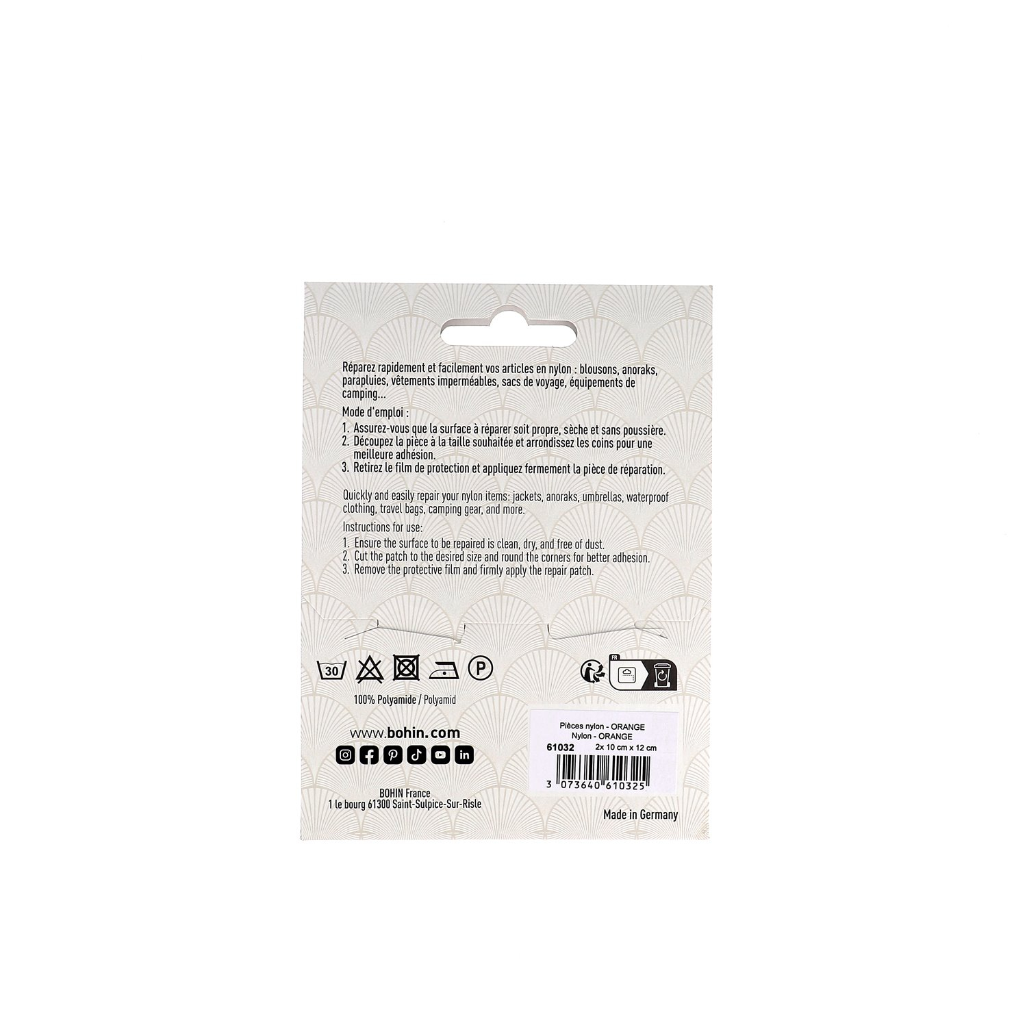 PIECE NYLON AUTOCOL. 2x 10*12cm - ORANGE