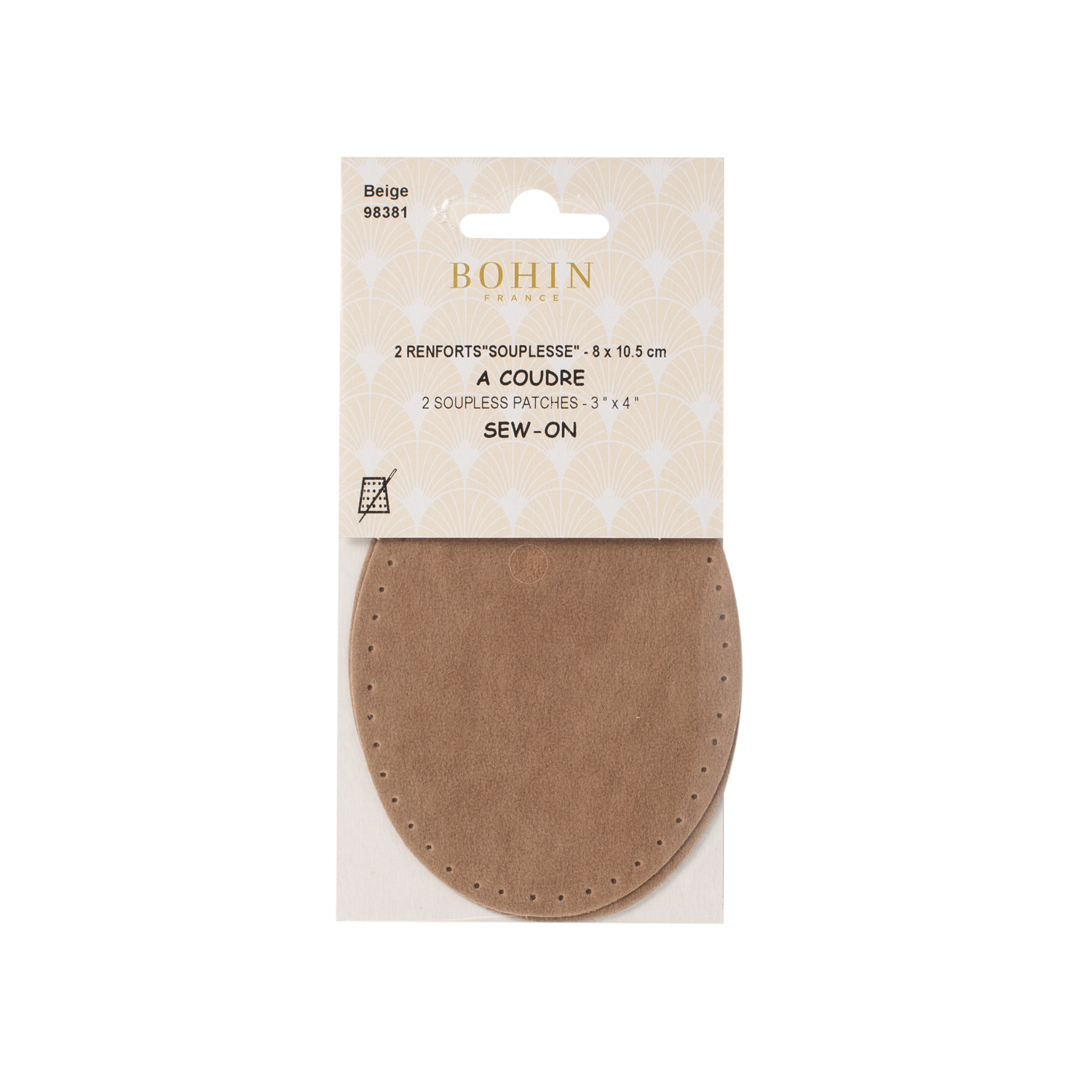 Sew-on suede oval repair patches