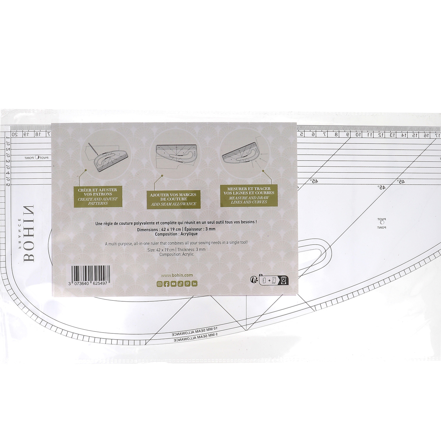 CURVED RULER-PATTERN MAKER Acrylic-Blister