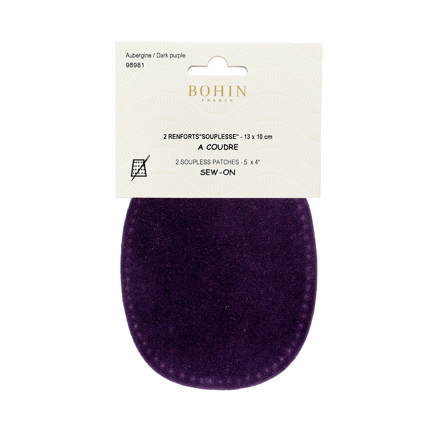 Sew-on colored oval repair patches