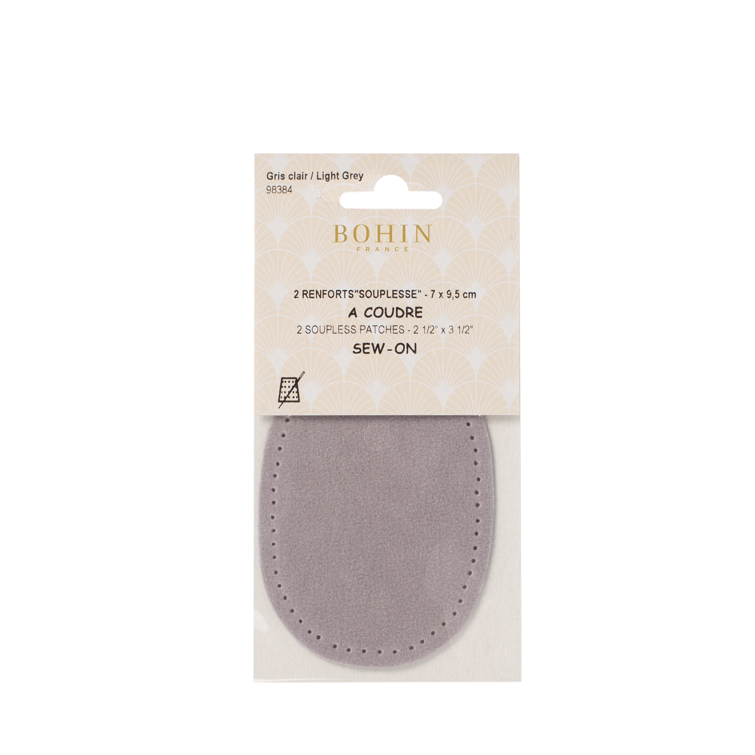 Sew-on suede oval repair patches