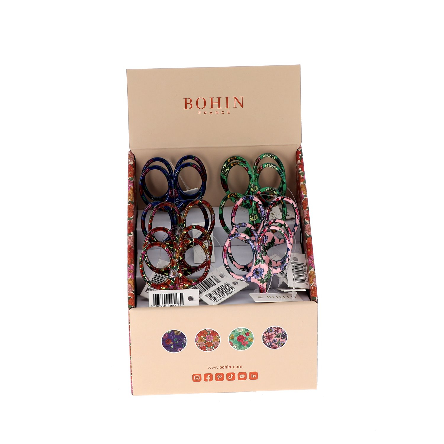 Ciseaux de broderie fantaisie - Collection Blossom - 4 couleurs - Présentoir x12