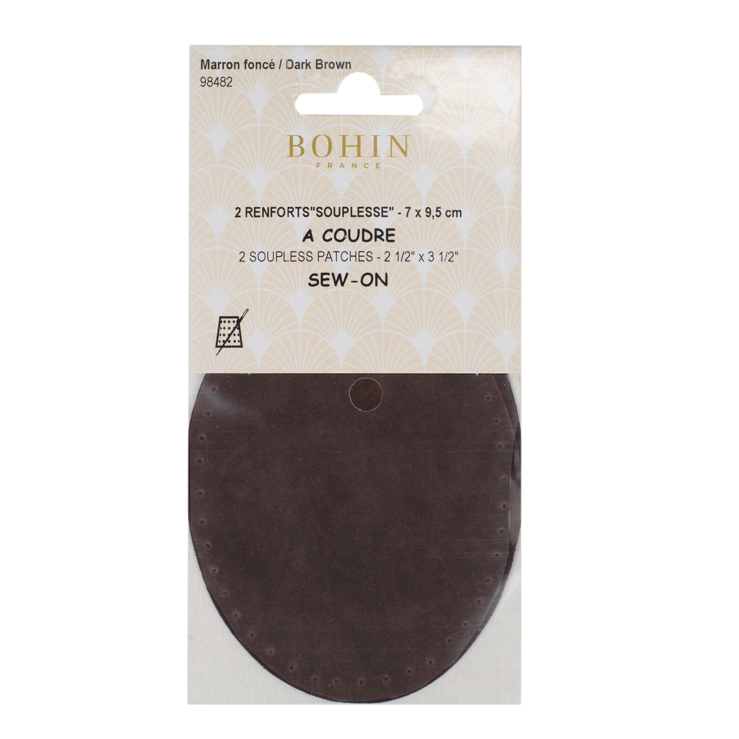 Sew-on suede oval repair patches