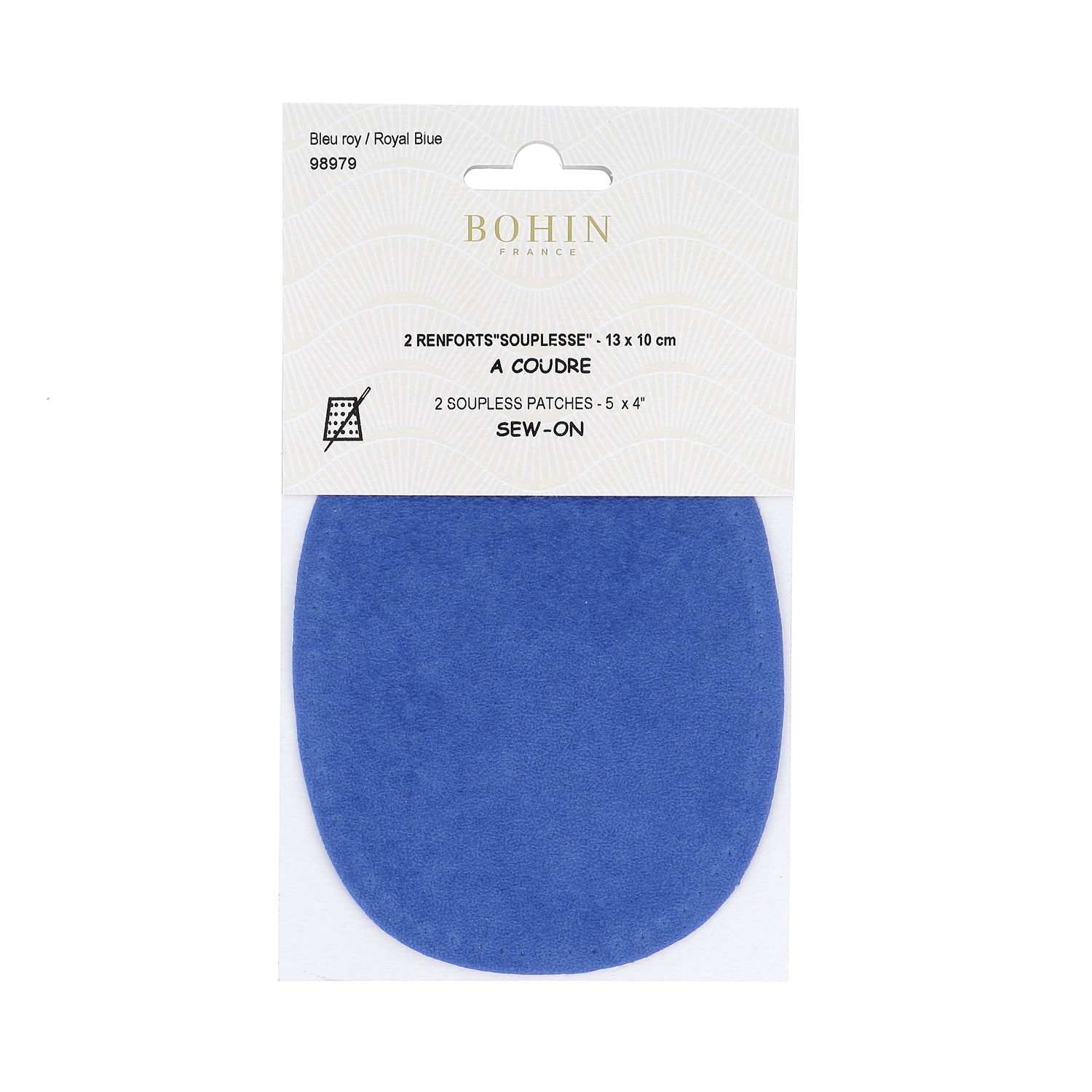 Sew-on colored oval repair patches