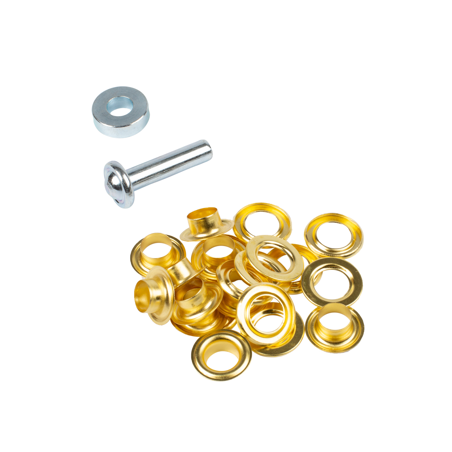 Eyelets with washers and tool
