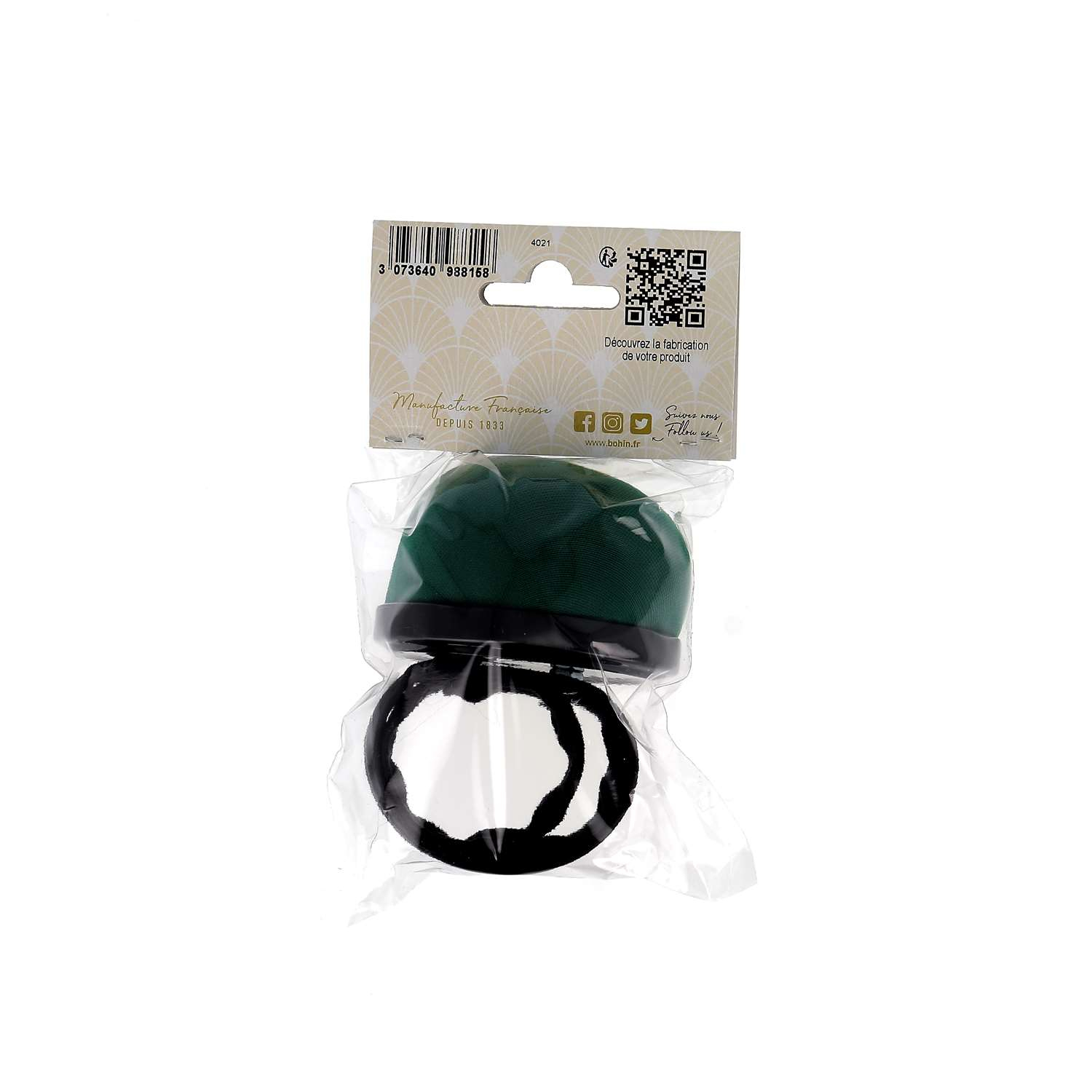  Velvet pincushion with slap bracelet
 