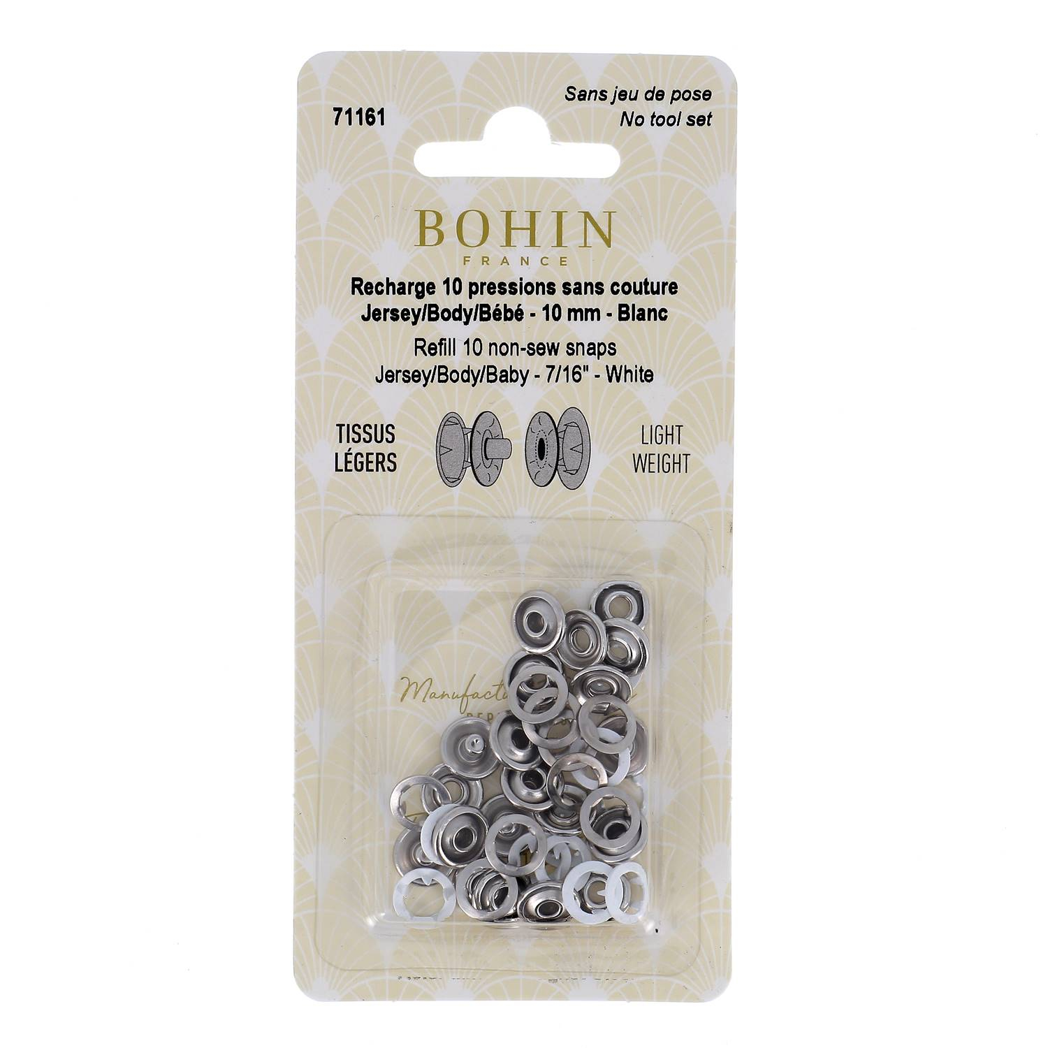 Claw fastening for light fabrics refill