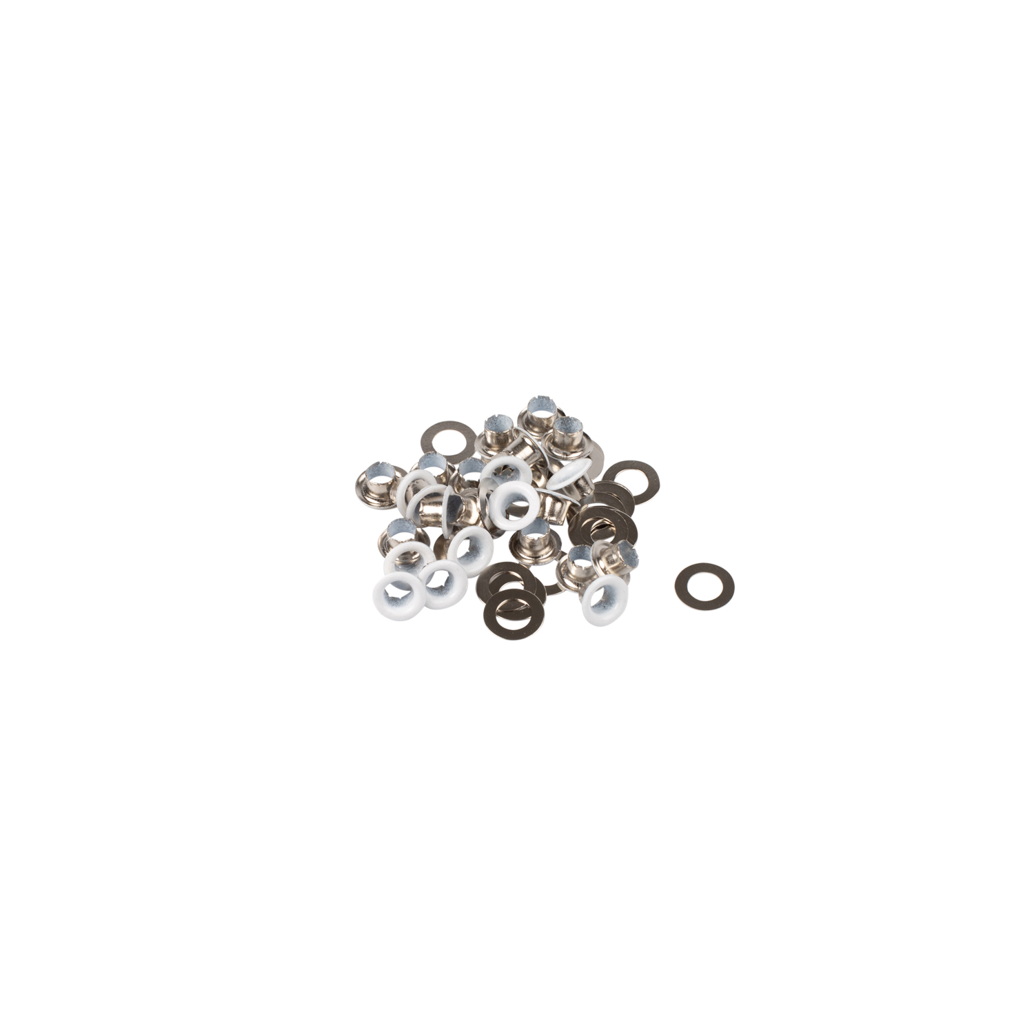 Eyelets with washers and tool