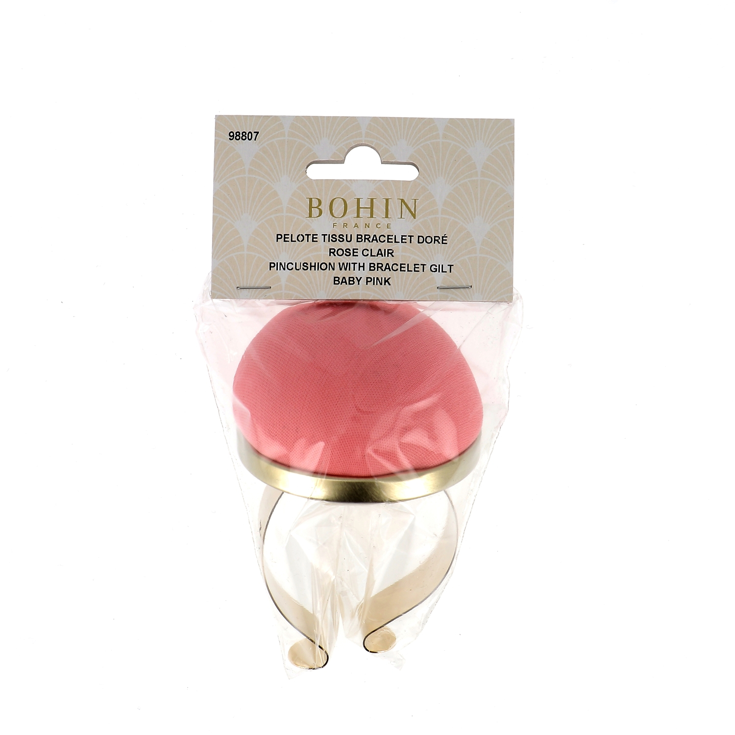 Velvet pincushion with metallic bracelet