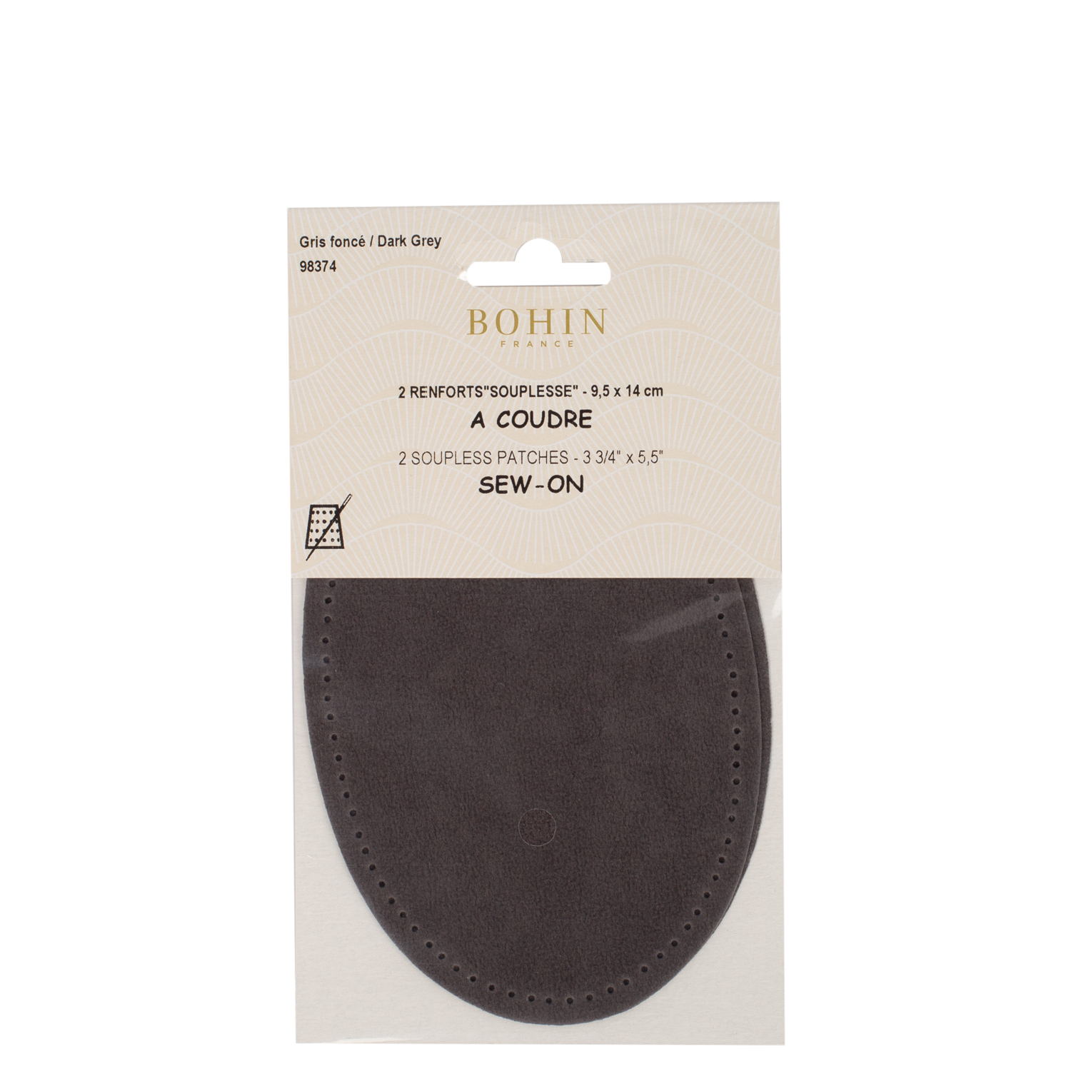 Sew-on suede oval repair patches