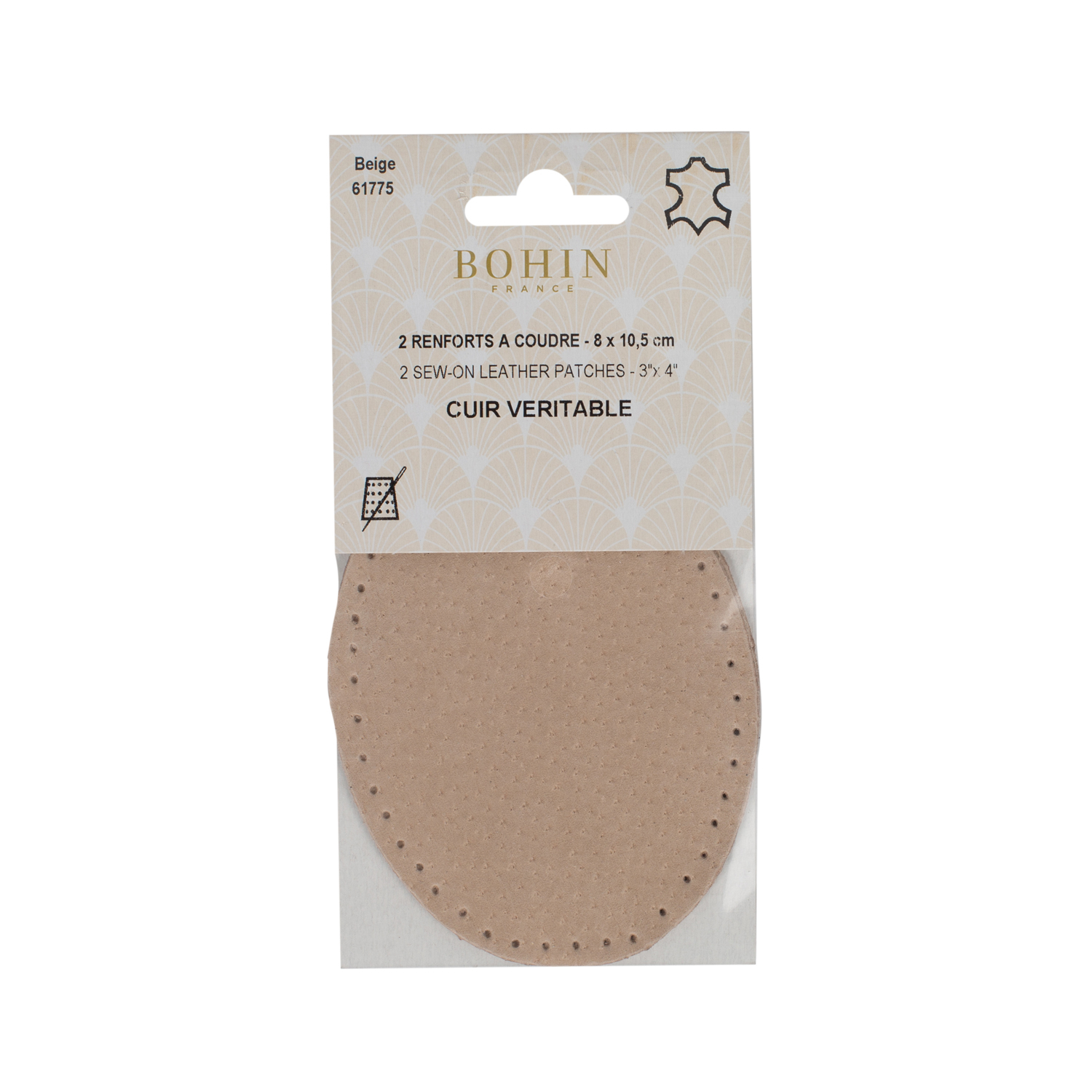 Sew-on oval leather repair patches