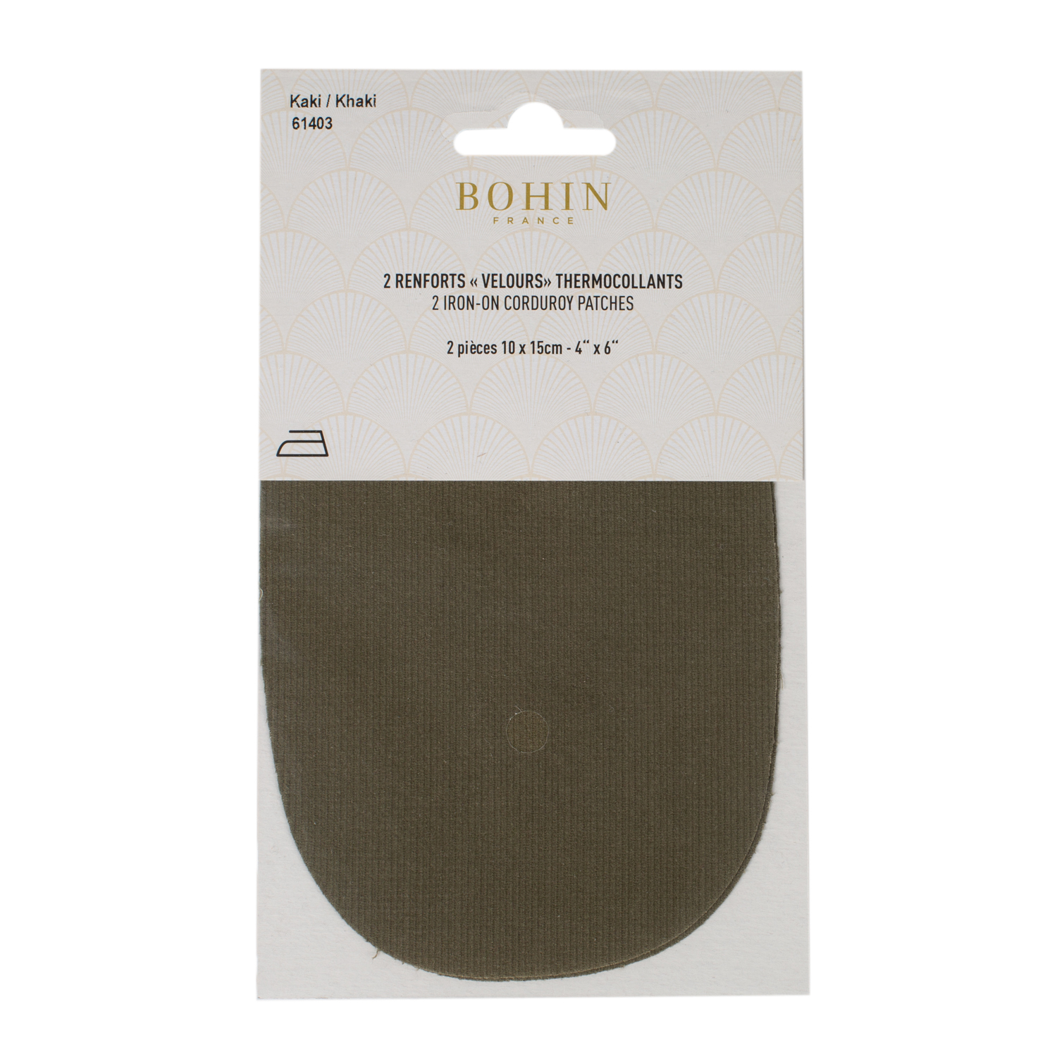 Iron on oval repair patches - "corduroy"