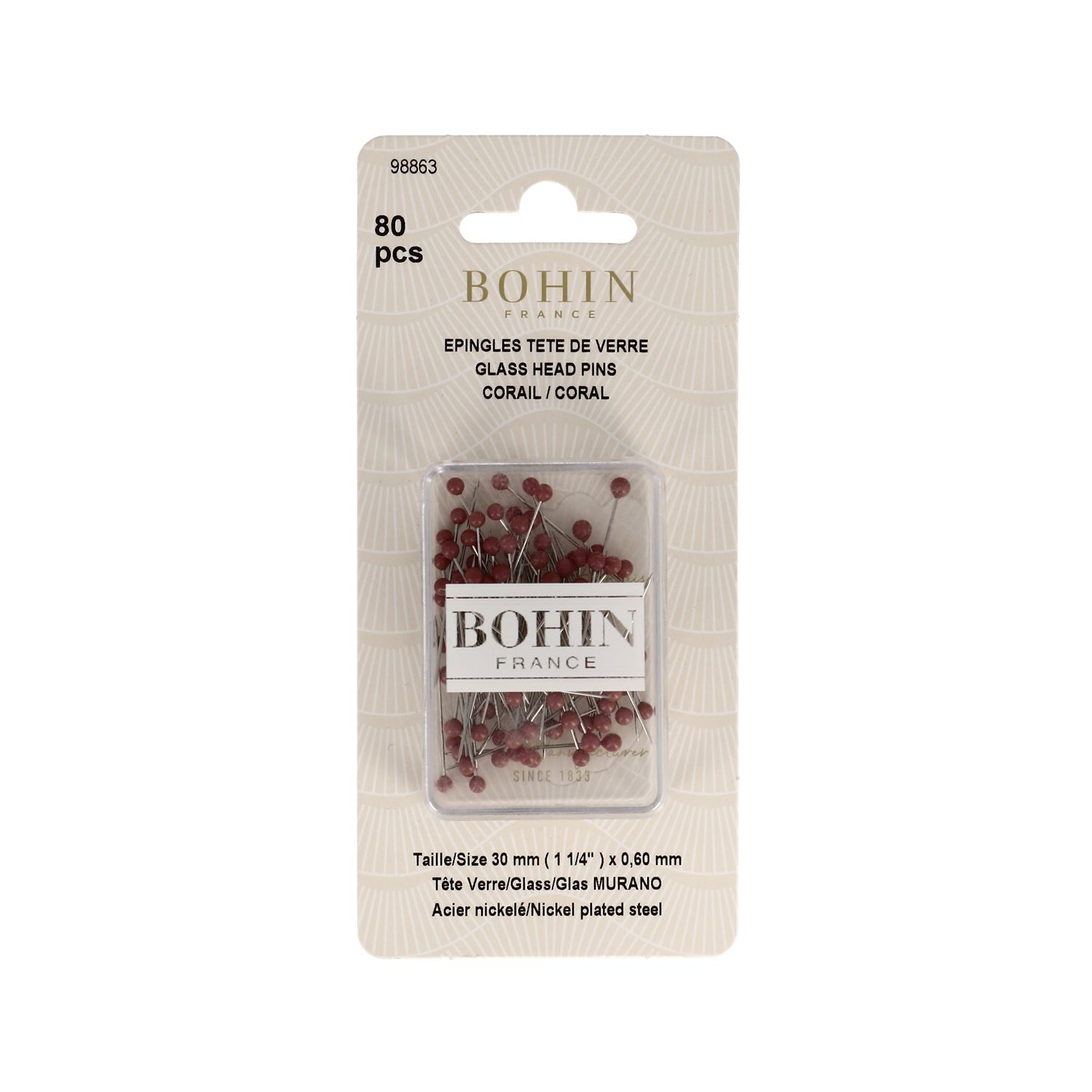 Murano glass head pins