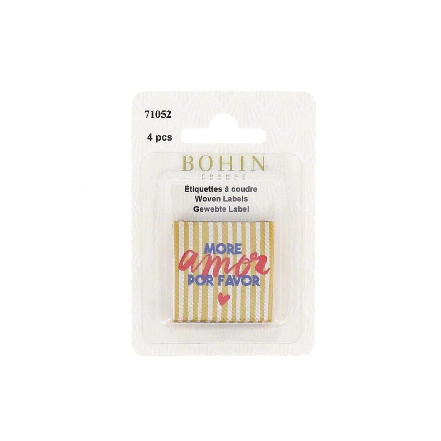 Sew-on label – More amor por favor – Blister of 4 labels