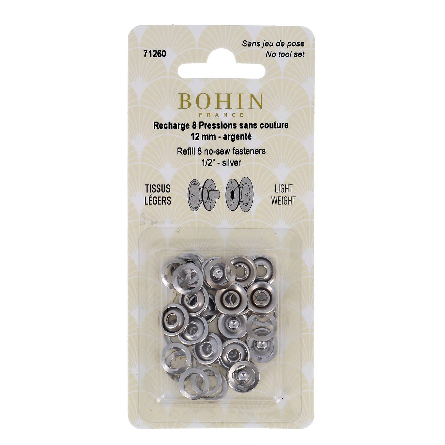 Claw fastening for light fabrics refill