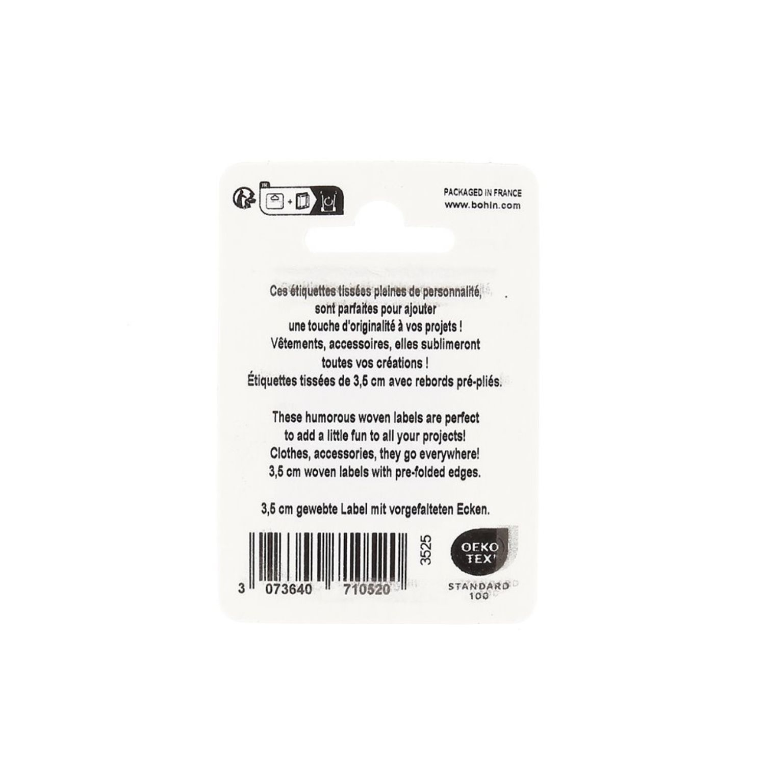 Sew-on label – More amor por favor – Blister of 4 labels