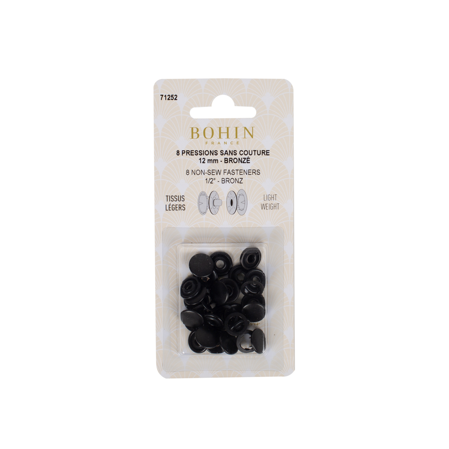 Light fabrics non sew fasteners "metal" refill