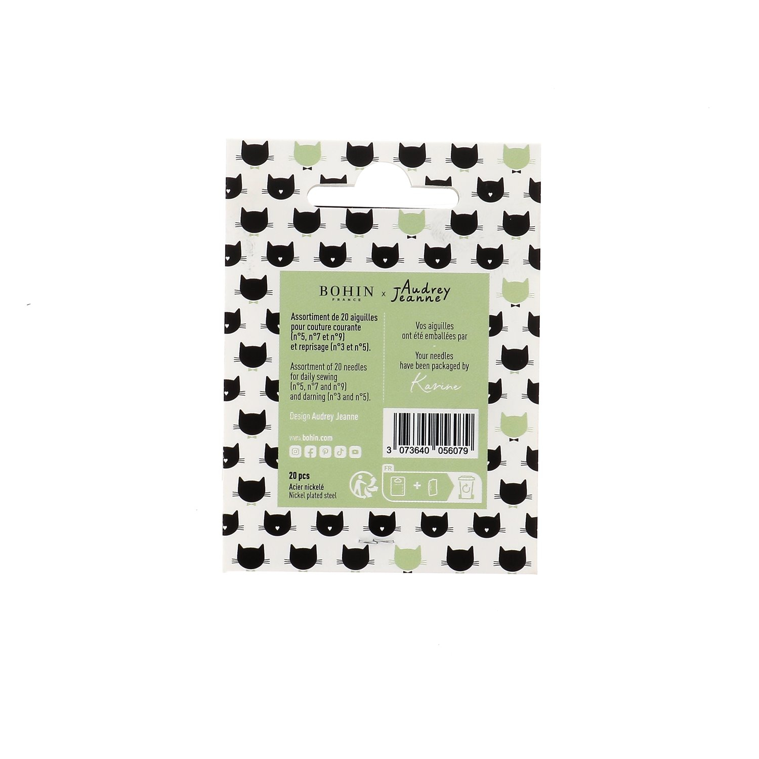 Book of 20 ordinary sewing and darning needles - BOHIN x Audrey Jeanne