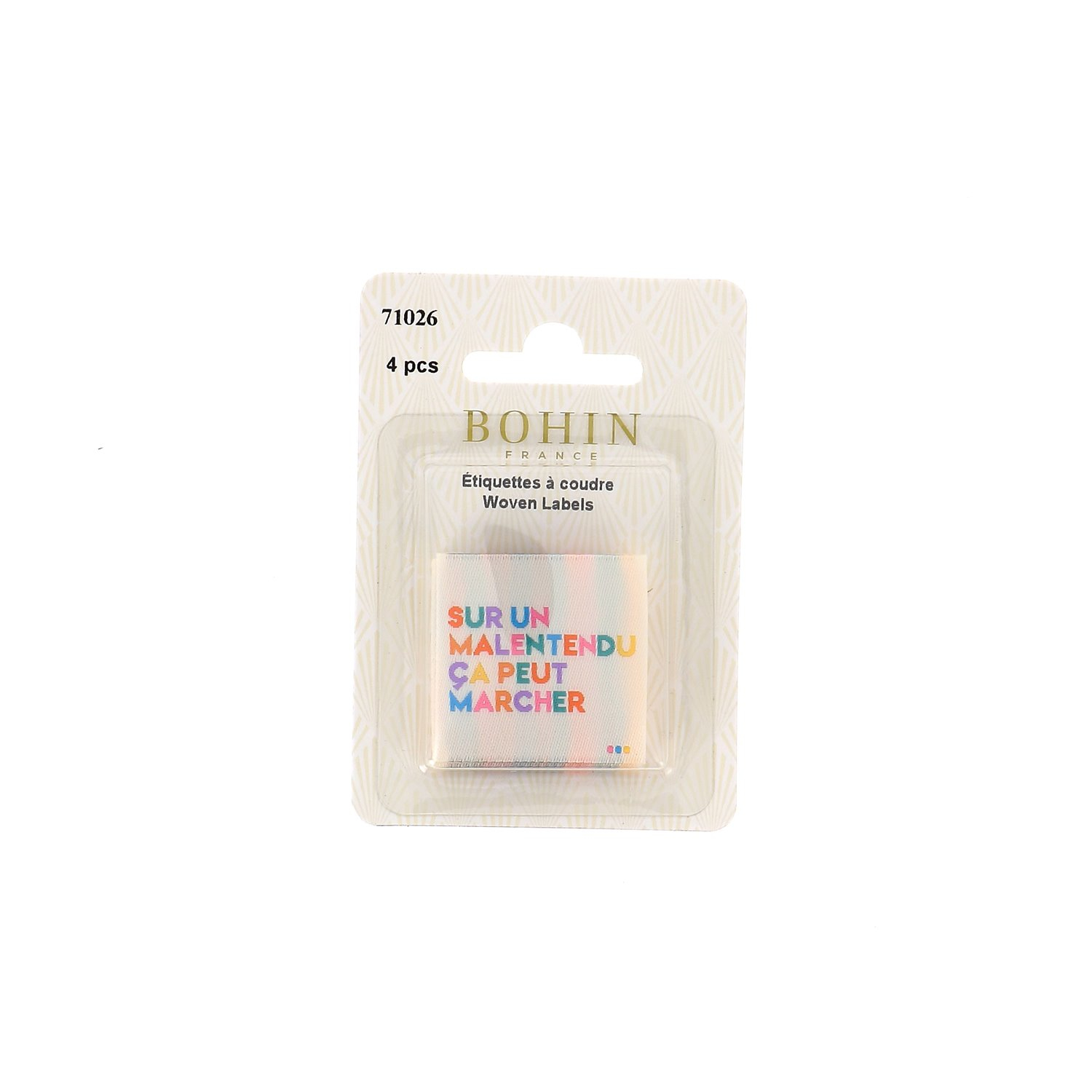 Sew-on woven label - Blister x 4