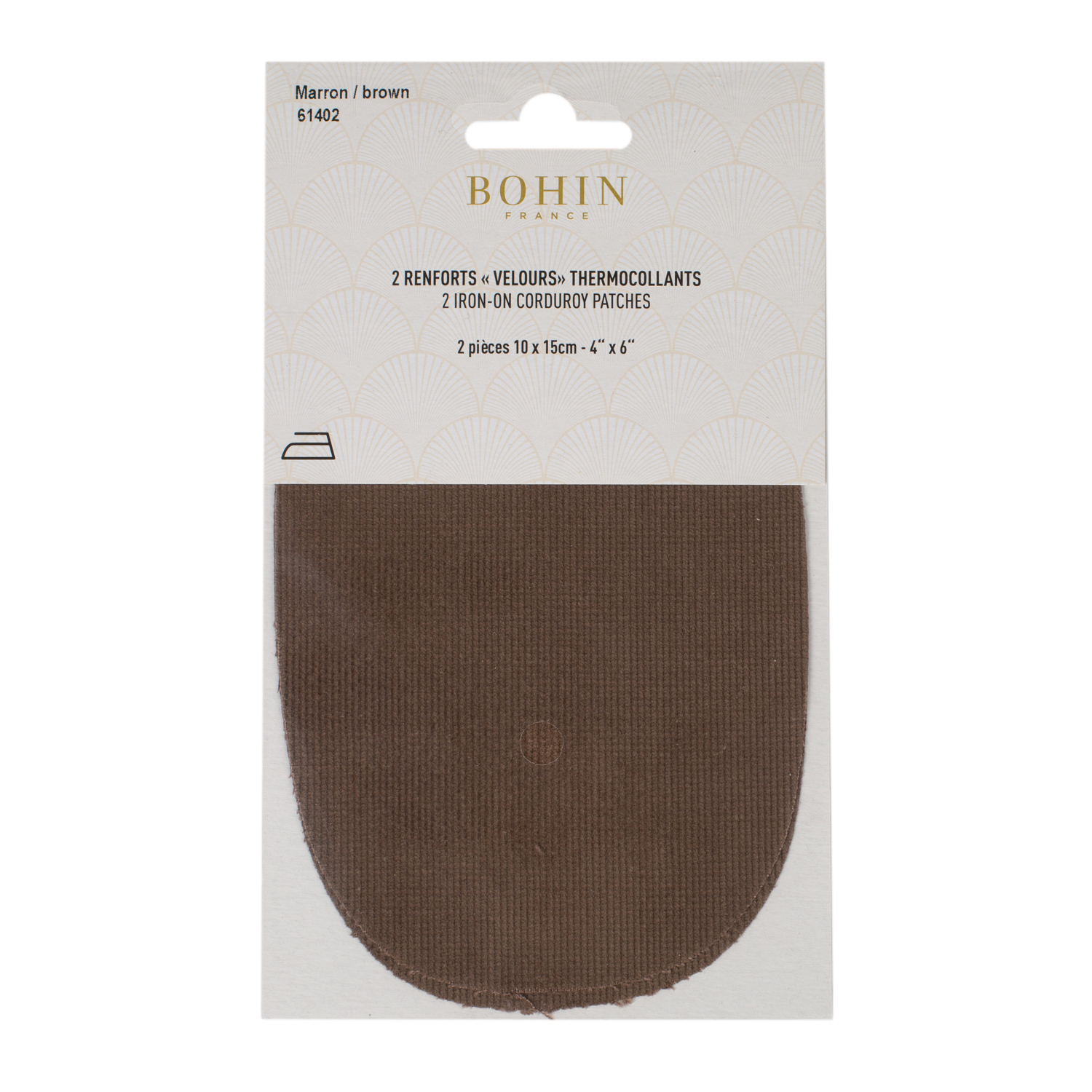 Iron on oval repair patches - "corduroy"