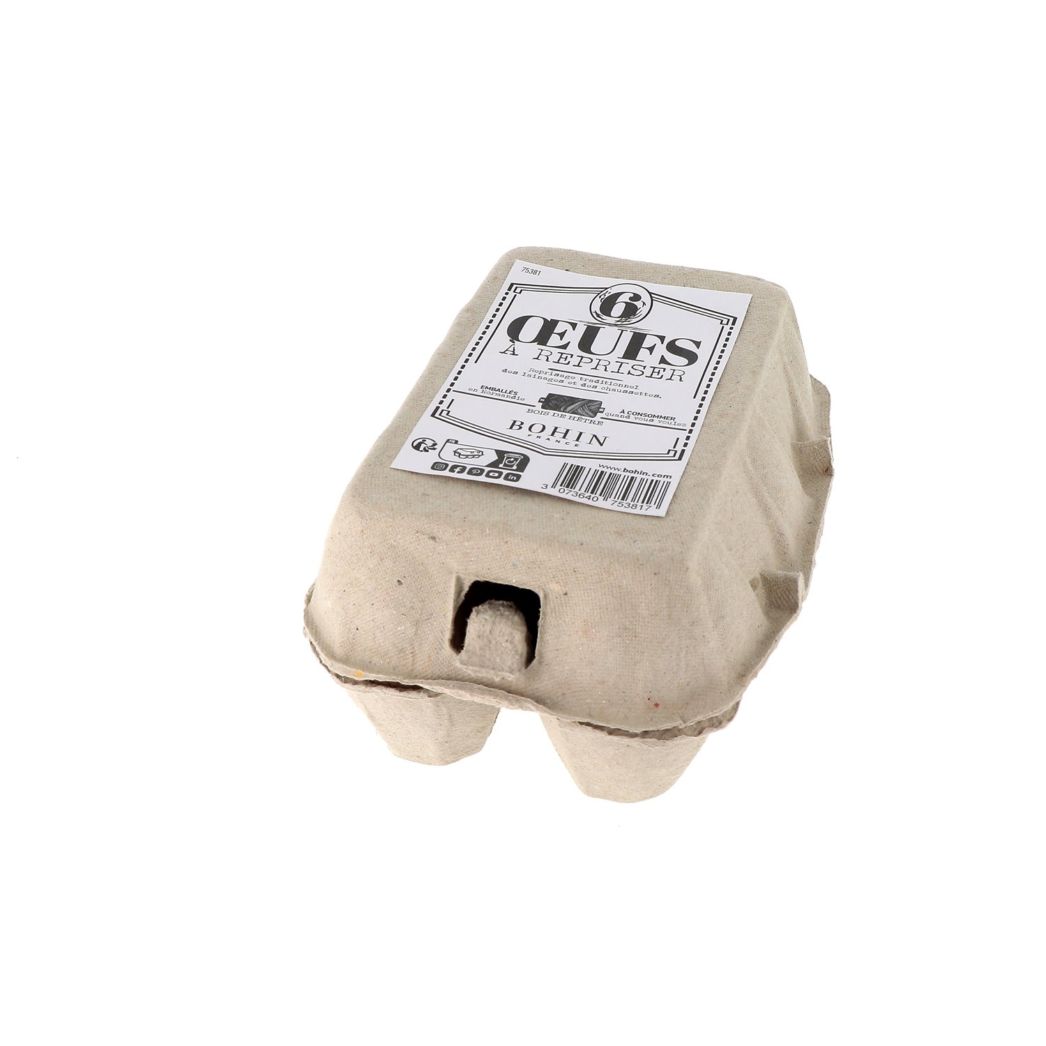 Wooden darning eggs - Box of 6 (Label in French)