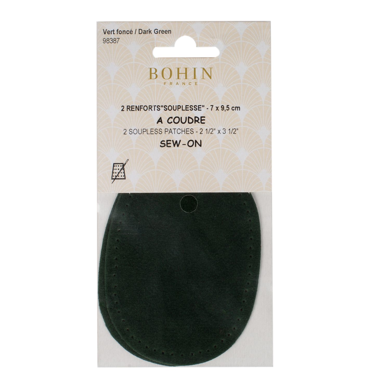 Sew-on suede oval repair patches