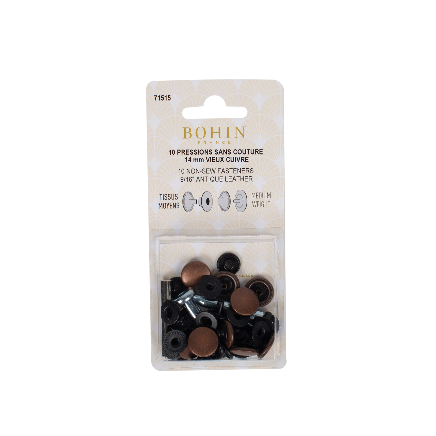 Non-sew fasteners for medium fabrics