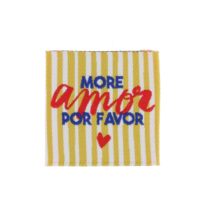 Sew-on label – More amor por favor – Blister of 4 labels