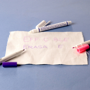 Eraser for pink and purple fabric markers