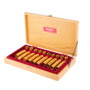 Thimble assortment in wooden case