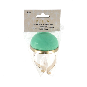 Velvet pincushion with metallic bracelet