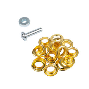 Eyelets with washers and tool