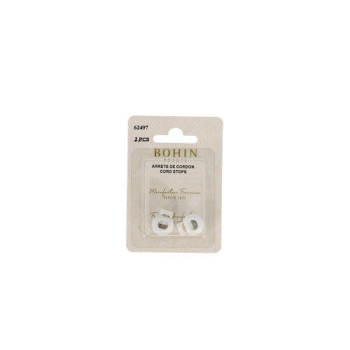 CORD STOPS 1 hole 18x15mm WHITE blister x2