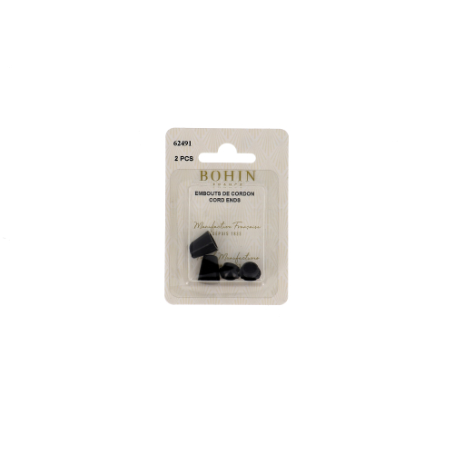 CORD ENDS 11,5x18x5mm BLACK blister x2