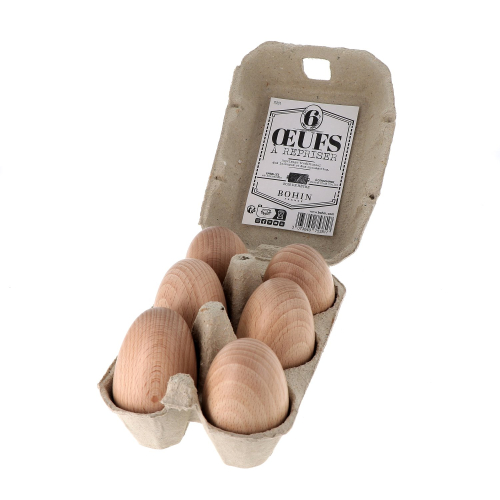 Wooden darning eggs - Box of 6 (Label in French)