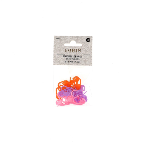 Stitch Markers - 10x21 mm - Plastic - 3 Colors - Pack of 30