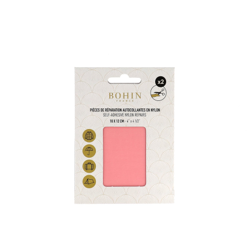 PIECE NYLON AUTOCOL. 2x 10*12cm - ROSE PASTEL